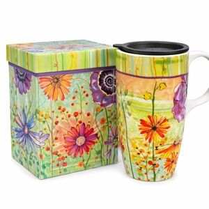 🌸 Lori Siebert Floral Travel Mug | 17 oz Ceramic | Gift Box Included